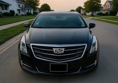 Black Cadillac XTS Car Service Front View